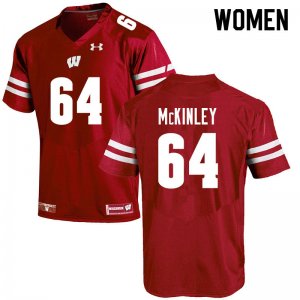 Women's Wisconsin Badgers NCAA #64 Duncan McKinley Red Authentic Under Armour Stitched College Football Jersey LL31A52ZU